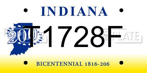 T1728F Indiana License Plate