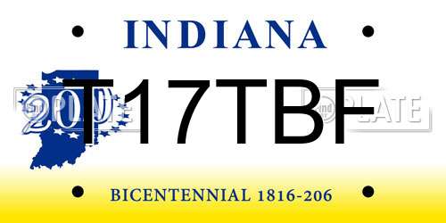 T17TBF Indiana License Plate