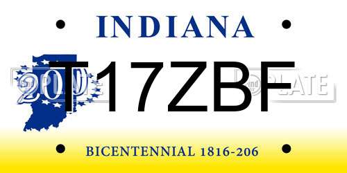 T17ZBF Indiana License Plate