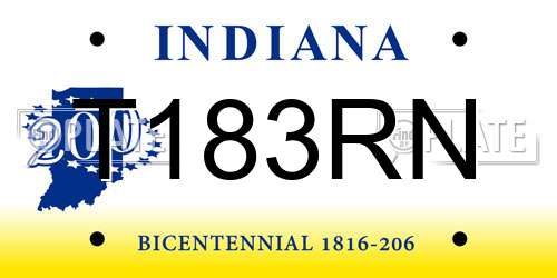 T183RN Indiana License Plate