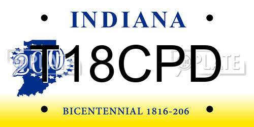 T18CPD Indiana License Plate