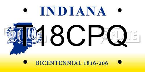 T18CPQ Indiana License Plate