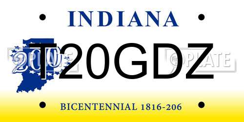 T20GDZ Indiana License Plate