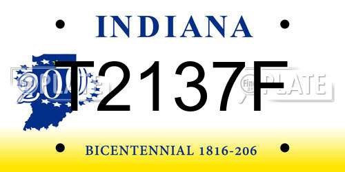T2137F Indiana License Plate