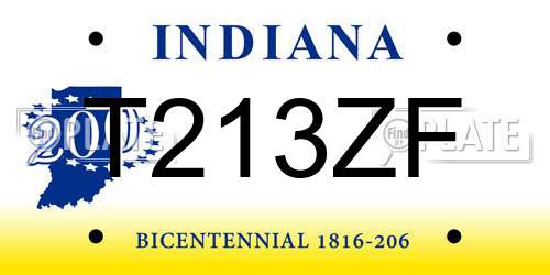 T213ZF Indiana License Plate