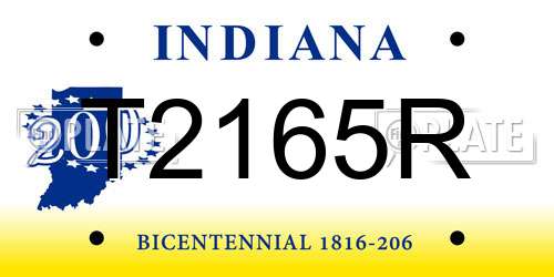 T2165R Indiana License Plate