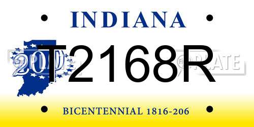 T2168R Indiana License Plate