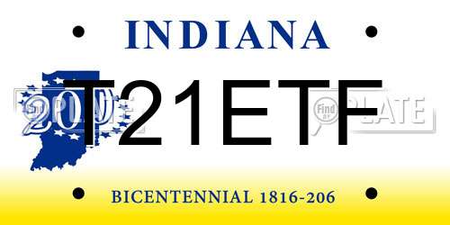 T21ETF Indiana License Plate