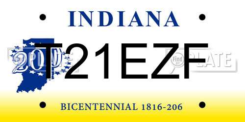 T21EZF Indiana License Plate