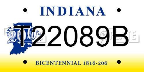 T22089B Indiana License Plate