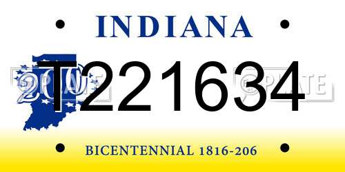 T221634 Indiana License Plate