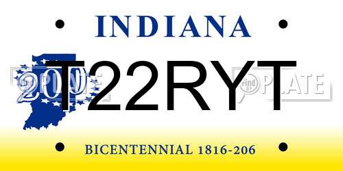 T22RYT Indiana License Plate