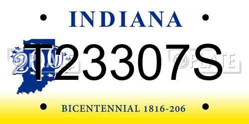 T23307S Indiana License Plate