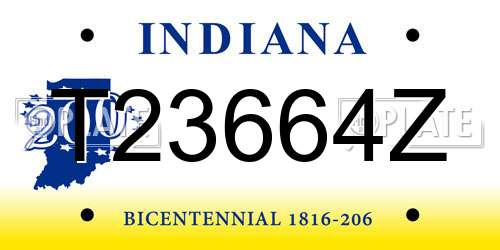 T23664Z Indiana License Plate