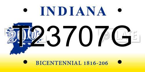 T23707G Indiana License Plate