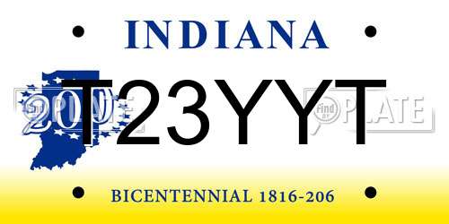 T23YYT Indiana License Plate