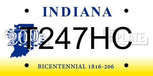 T247HC Indiana License Plate