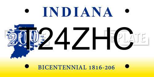 T24ZHC Indiana License Plate