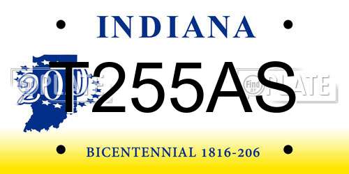T255AS Indiana License Plate