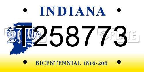 T258773 Indiana License Plate