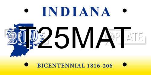 T25MAT Indiana License Plate