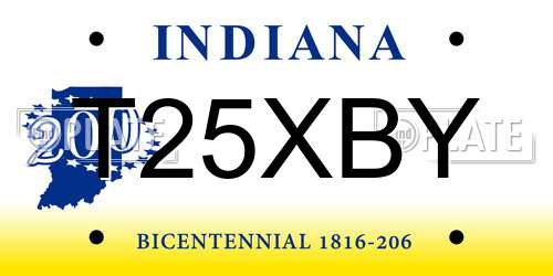T25XBY Indiana License Plate