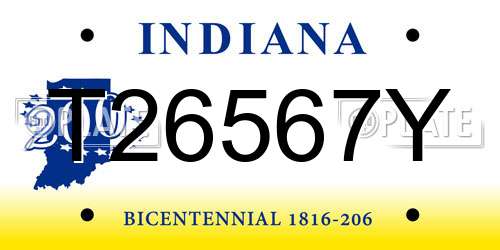 T26567Y Indiana License Plate