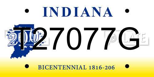 T27077G Indiana License Plate