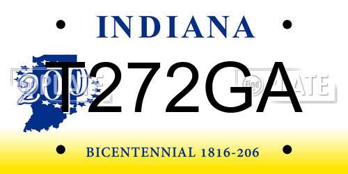T272GA Indiana License Plate
