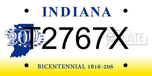 T2767X Indiana License Plate
