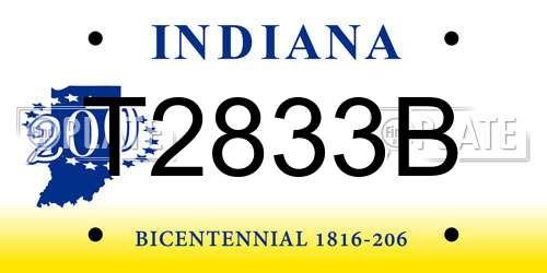 T2833B Indiana License Plate