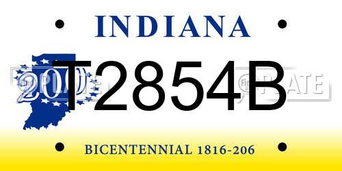 T2854B Indiana License Plate