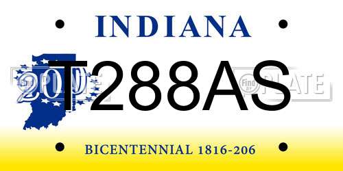 T288AS Indiana License Plate