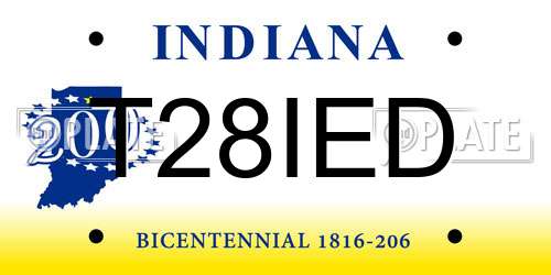 T28IED Indiana License Plate