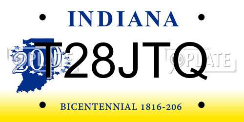 T28JTQ Indiana License Plate