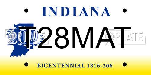T28MAT Indiana License Plate