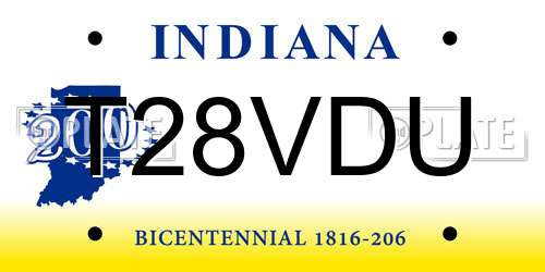 T28VDU Indiana License Plate
