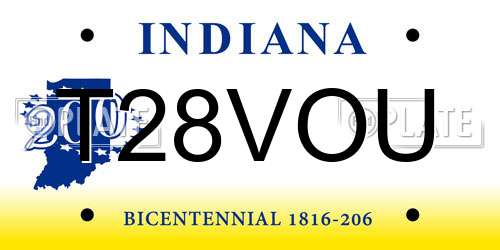 T28VOU Indiana License Plate