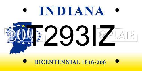 T293IZ Indiana License Plate