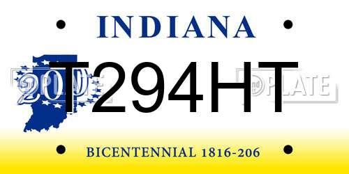T294HT Indiana License Plate