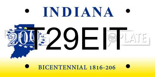 T29EIT Indiana License Plate