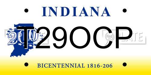 T29OCP Indiana License Plate