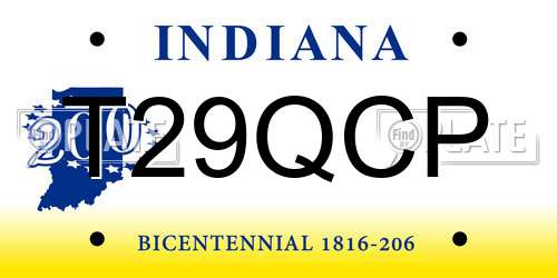 T29QCP Indiana License Plate