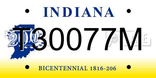 T30077M Indiana License Plate