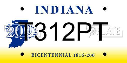 T312PT Indiana License Plate