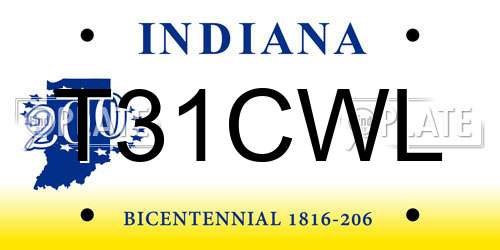 T31CWL Indiana License Plate