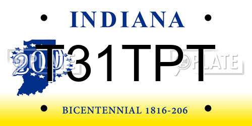 T31TPT Indiana License Plate