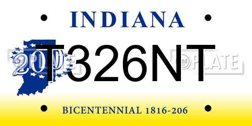 T326NT Indiana License Plate