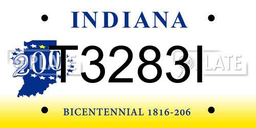 T3283I Indiana License Plate