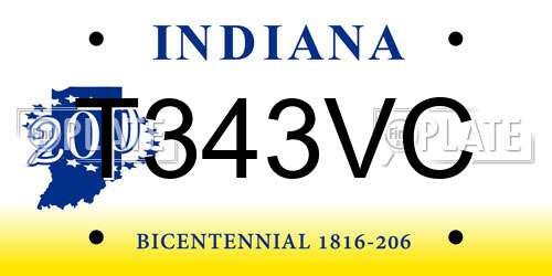 T343VC Indiana License Plate